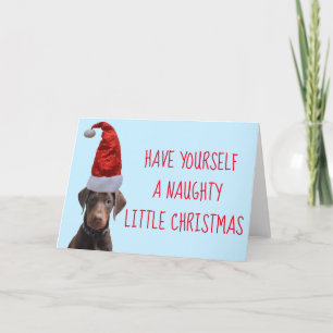 Cute Red Doberman puppy Santa Hattel Large Tack Kort