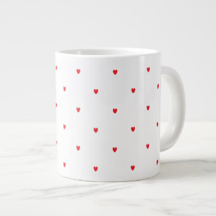 Cute Red Doodle Hearts White Classy Elegant Trendi Jumbo Mugg