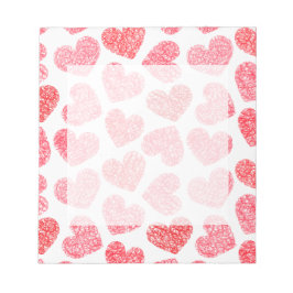 Cute Red Doodled Heart Valentindagen Mönster Anteckningsblock