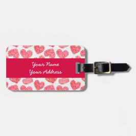 Cute Red Doodled Heart Valentindagen Mönster Bagagebricka
