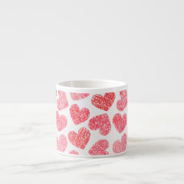 Cute Red Doodled Heart Valentindagen Mönster Espressomugg