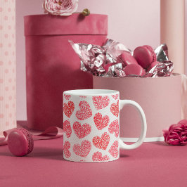 Cute Red Doodled Heart Valentindagen Mönster Kaffemugg