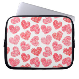 Cute Red Doodled Heart Valentindagen Mönster Laptop Fodral