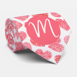 Cute Red Doodled Heart Valentines Day Monogram Slips