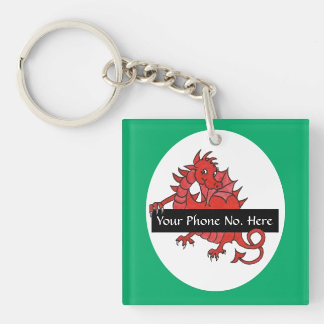 Cute Red Dragon Acrylic Keychain för att anpassa (Framsidan)