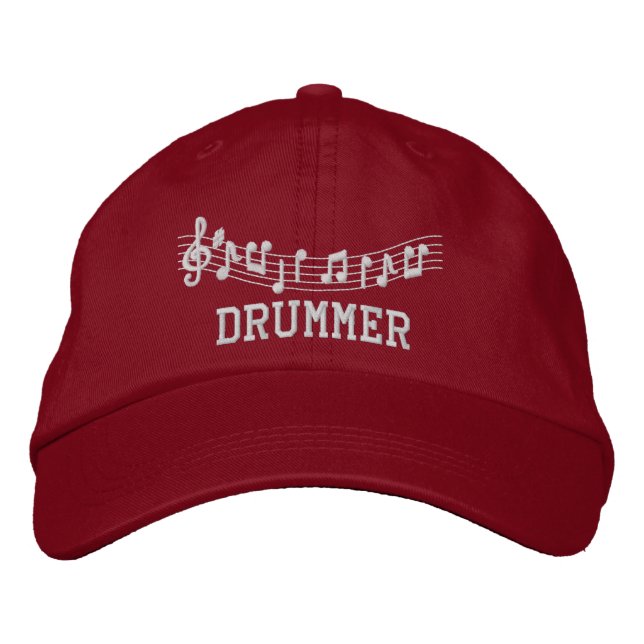 Cute Red Drummer Hat Broderad Keps (Framsida)