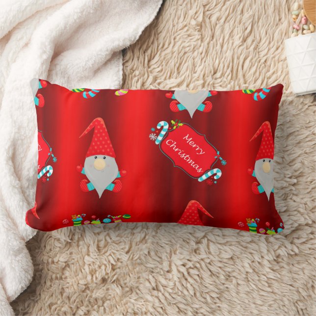Cute Red Elves jul Lumbarkudde (Filt)