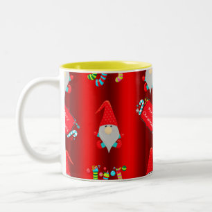 Cute Red Elves jul Två-Tonad Mugg