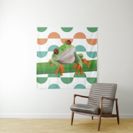 Cute Red Eyed Träd Frog Colorful Geometric