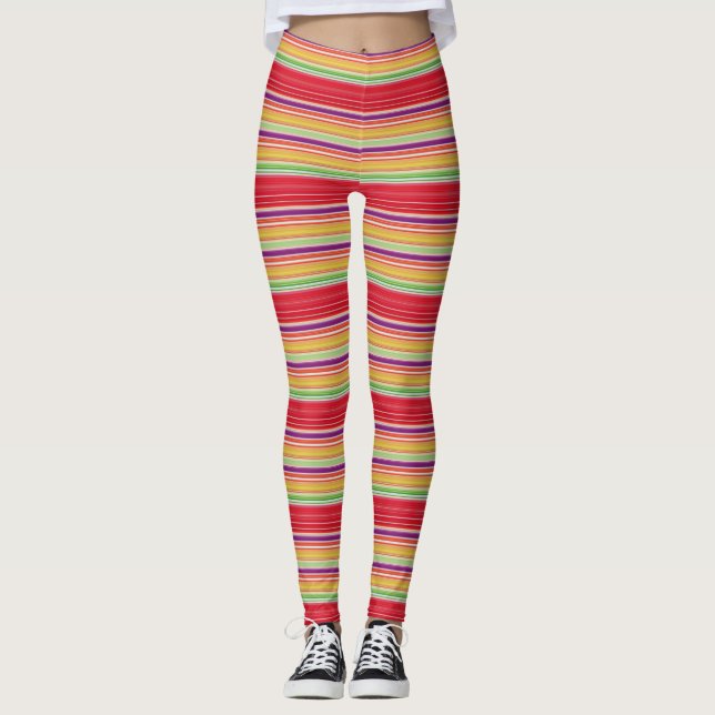 Cute Red-färglöst rand Leggings (Framsida)