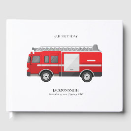 Cute Red Firecar Engine Kids any Age Birday Gästböcker