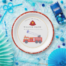 Cute Red Firecar Engine Kids any age Birday Pa