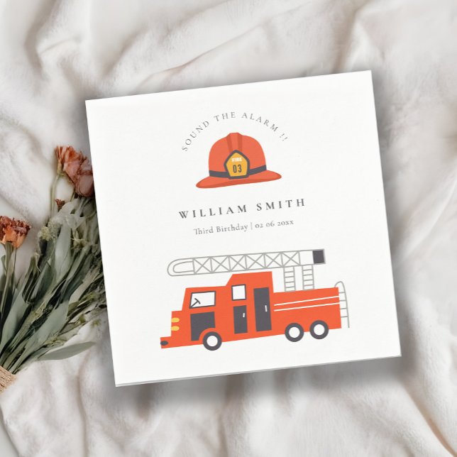 Cute Red Firecar Engine Kids any Age Birday Pappersservett (Skapare uppladdad)