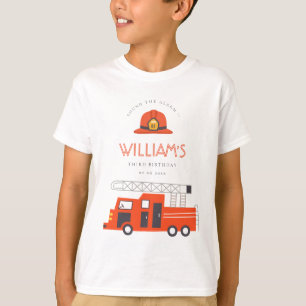 Cute Red Firecar Engine Kids any Age Birday T Shirt