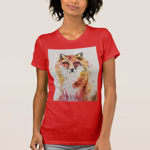 Cute Red Fox Animal Watercolor art T Shirt
