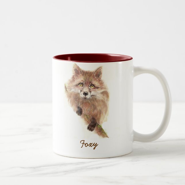 Cute Red Fox, Foxy Wildlife, Animal, Natur Två-Tonad Mugg (Höger)
