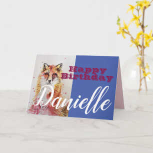 Cute Red Fox Grattis på födelsedagen Womans Namn-k Kort