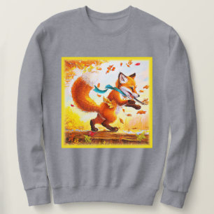 Cute Red Fox i målning av fallsäsong. Köp nu Lång Ärmad Tröja