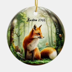 Cute Red Fox i Snowglobe Julgransprydnad Keramik