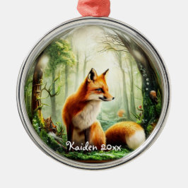 Cute Red Fox i Snowglobe Julgransprydnad Metall