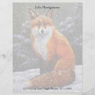 Cute Red Fox i Winter Snö Brevhuvud