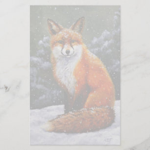 Cute Red Fox i Winter Snö Brevpapper