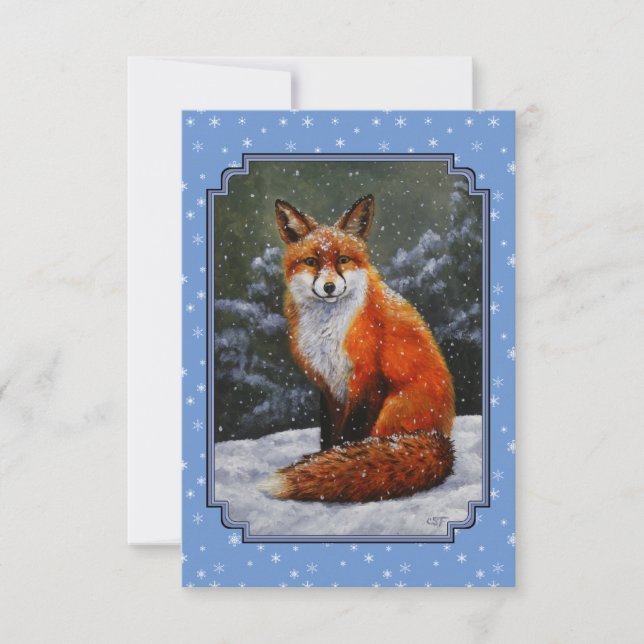 Cute Red Fox i Winter Snö Inbjudningar (Framsida)
