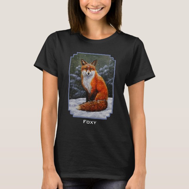 Cute Red Fox i Winter Snö T Shirt (Framsida)