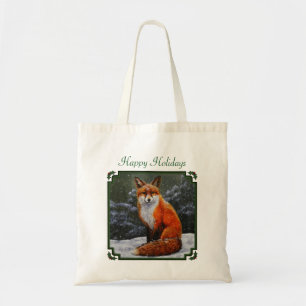 Cute Red Fox i Winter Snö Tygkasse