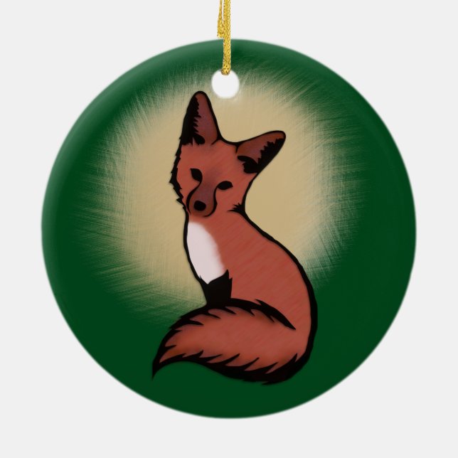 Cute Red Fox Julgransprydnad Keramik (Baksidan)