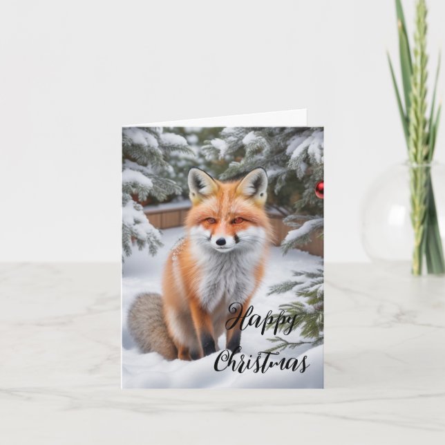 Cute Red Fox-julkort Kort (Framsida)