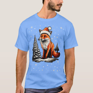 Cute Red Fox-jultomten Hat Julafton Pajama T Shirt
