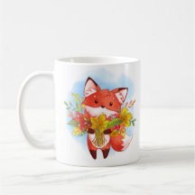Cute Red Fox med Höst löv