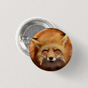Cute Red Fox med luddig kvadratisk Öga Knapp