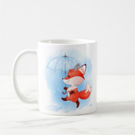 Cute Red Fox med Parbrella Kaffemugg