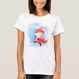 Cute Red Fox med Parbrella T Shirt
