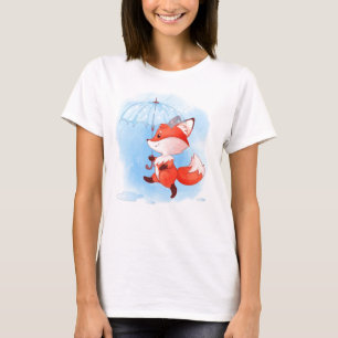 Cute Red Fox med Parbrella T Shirt