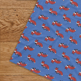 Cute Red Fox Mönster Blue Kids Fleecefilt