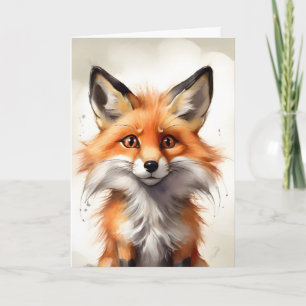 Cute Red Fox Nursery Porträtt Blank Greeting Card Kort