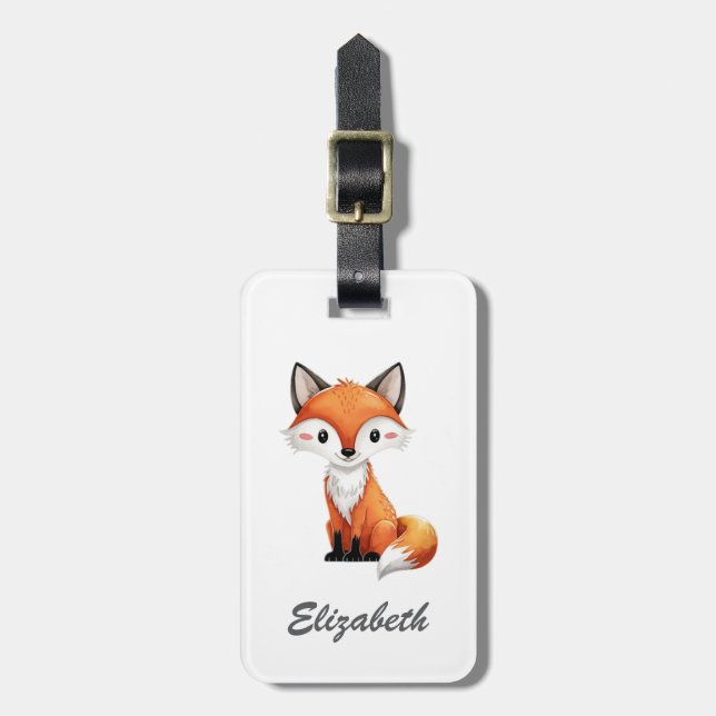 Cute Red Fox-Personlig, Barn Bagagebricka (Vertikal Framsida)