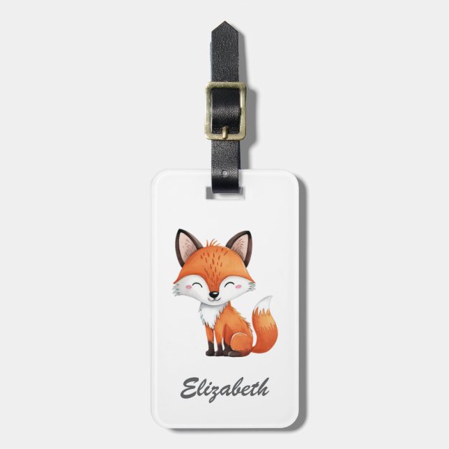 Cute Red Fox-Personlig, Barn Bagagebricka (Vertikal Framsida)