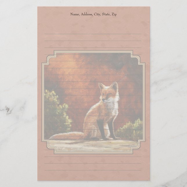 Cute Red Fox Sitta i Sol Brevpapper (Framsida)