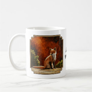 Cute Red Fox Sitta i Sol Kaffemugg