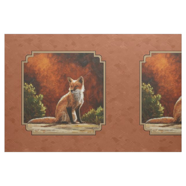 Cute Red Fox Sitta i Sol Tyg (Fat Quarter)