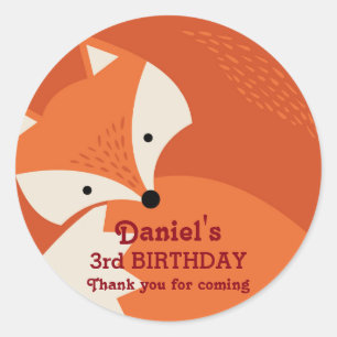 Cute Red Fox Tecknad Animals Birthday Stickers Runt Klistermärke