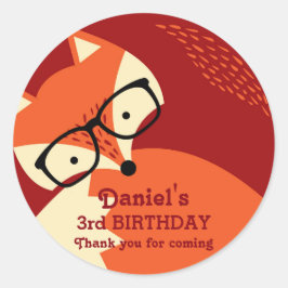 Cute Red Fox Tecknad Animals Birthday Stickers Runt Klistermärke