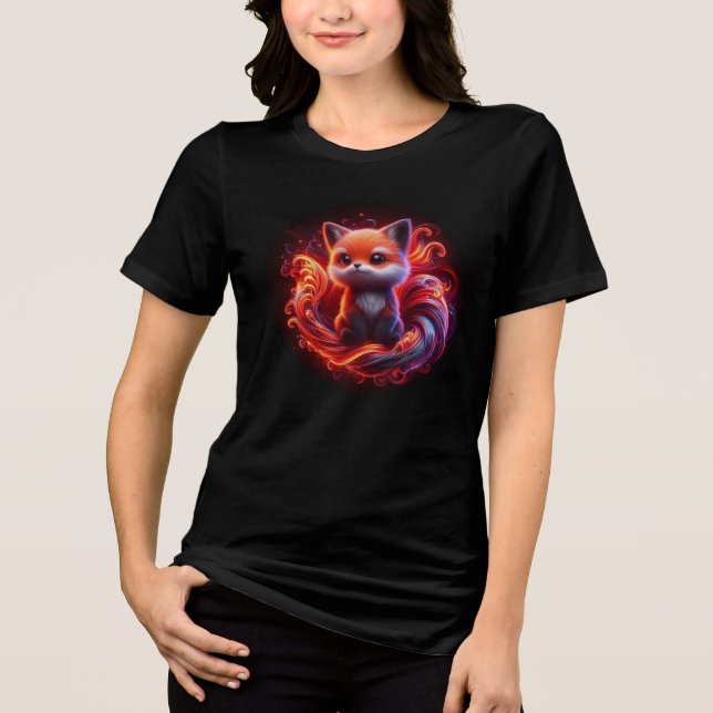 Cute Red Fox Unge Tri-Blend Shirt T (Framsida)