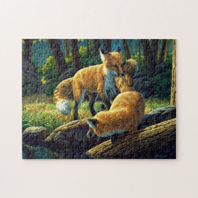 Cute Red Fox-Valper spelas upp Pussel (Horisontell)