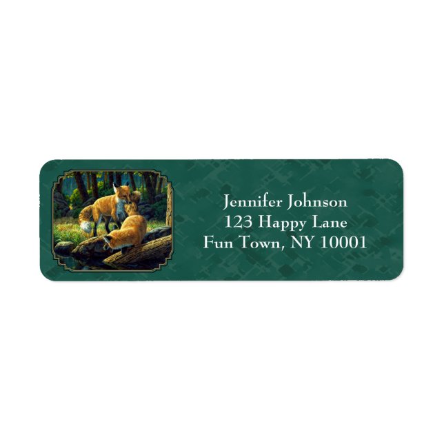 Cute Red Fox-Valper spelas upp Returadress Etikett (Framsidan)