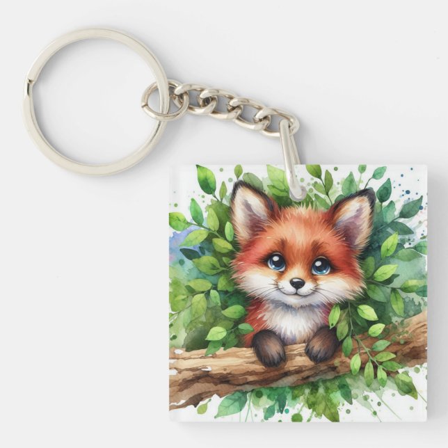 Cute Red Fox-vattenfärg (Framsidan)